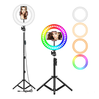 Rl-18 lampu cincin Rgb 18 inci dengan cermin, Remote Control lampu cincin 18 kantong lampu Led dengan Tripod dan tas jinjing