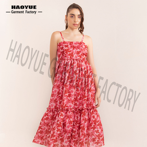 Nueva llegada Trending Design <span class=keywords><strong>Aurora</strong></span> Pink Floral Dress para verano y primavera para mujeres y niñas disponible en tamaño grande - Product Image 1