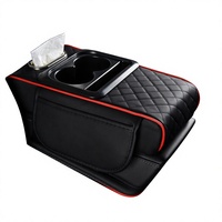 Boîte d'accoudoir multifonctionnelle 5-en-1 en cuir de luxe universelle pour voiture, avec porte-gobelets et porte-thé, rangement pour mouchoirs FSD3 TanCheng
