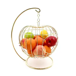 Cesta de ferro frutas cesta de ferro grande, ajudante de armazenamento, design aberto, pendurado na apple