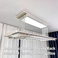 Séchoir à linge électrique pliable à LED avec poteau rotatif, directement de l'usine, avec télécommande pour installation au plafond de balcon
