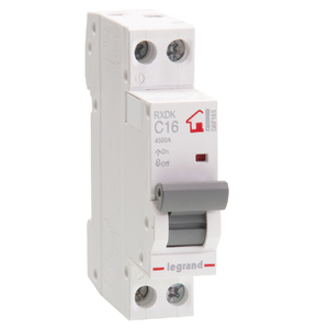 Disjoncteur différentiel <span class=keywords><strong>Legrand</strong></span> série RXDR 30mA avec protection contre les surcharges et les fuites à la terre pour circuits électriques - Product Image 1