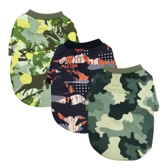 Factory Pet Apparel Camouflage Dog Clothes Puppy Teddy Velvet Sweater T-shirt for Small Dogs