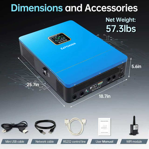 off Grid Invert 10000 12000W 48VDC Input 120V Output Dual Hybrid 500V 12KW <b>Solar</b> Charge Controller Split Phase 99% Efficiency - Product Image 2