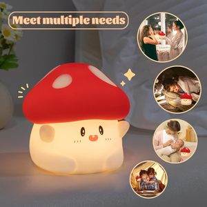 Lampu Tidur LED Bentuk Jamur, Dapat Diredupkan dengan Kontrol Sentuh, Modern, Dapat Diisi Ulang, Lampu Meja Dekoratif Kamar Tidur, Hadiah Lucu untuk Anak-Anak - Product Image 6