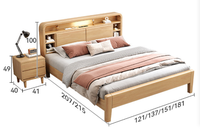 Lit plateforme king size pliable en bois massif nordique 2026 avec tête de lit éclairée, hauteur réglable, design moderne et épuré