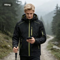 Veste imperméable et coupe-vent en polyester ripstop, avec multiples poches à fermeture éclair, manteau décontracté personnalisa