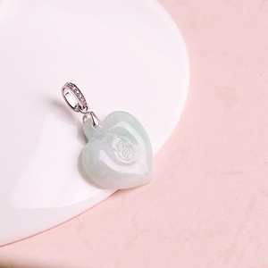 Colgante de Corazón de Jadeíta Natural, Plata de Ley 925, Colgante de Jade Verde, Joyería de Corazón de la Suerte, Regalo para Mujer - Product Image 2
