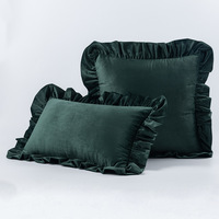 Amity Coussins de haute qualité Perlage avec bordure à volants Oreiller décoratif 45x45 Housse de coussin en velours pour la décoration intérieure