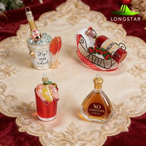 Ornements de Noël en verre Margarita très demandés, seau à champagne, cadeau de Noël, <span class=keywords><strong>bouteille</strong></span> de vin, décorations de Noël - Product Image 1