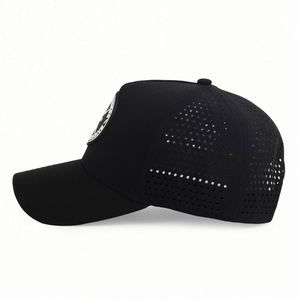 Wholesale Custom Unstructured 5 Panel a <b>Frame</b> Baseball Cap Laser Cut Hole 5 Panel Rubber Pvc logo Baseball Cap - Product Image 3
