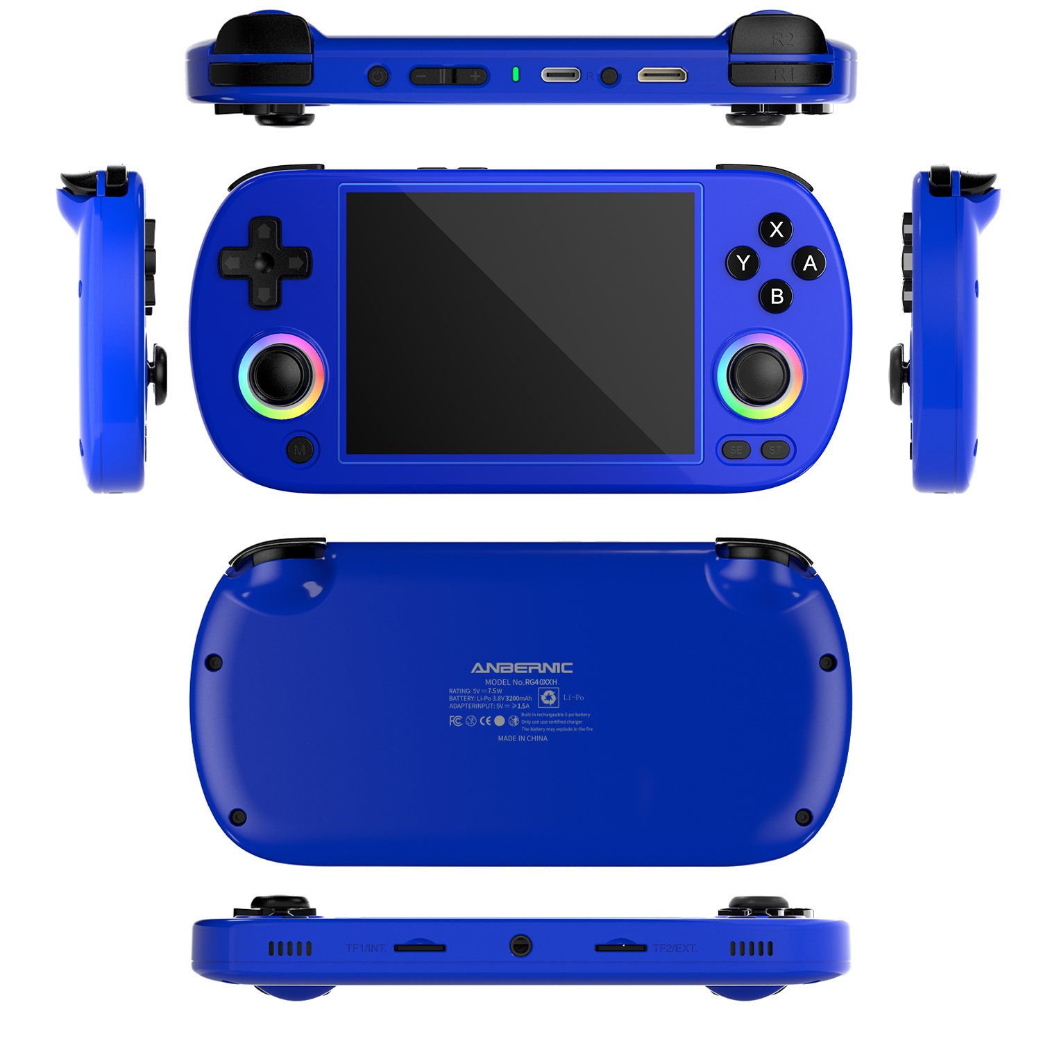 Console Portable Rétro R36S - 21 000 Jeux Classiques, écran IPS 3.5", 64 Go/128 Go - Version Bleue 64 Go