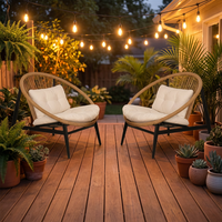 Ensemble de chaises longues d'extérieur surdimensionnées pour porche, balcon, terrasse, chaises de patio en rotin avec coussin beige, meubles de jardin d'extérieur