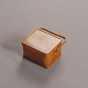 Single-layer <b>bamboo</b> woven basket for storing Japanese-style double-layer fruit and dessert plates, royal food boxes, and - Product Image 2