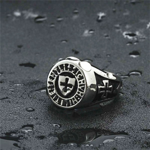 Men's <b>Titanium</b> Steel Cross <b>Ring</b> Silver Shield Design Punk Style Fashion Jewelry 26037 - Product Image 5
