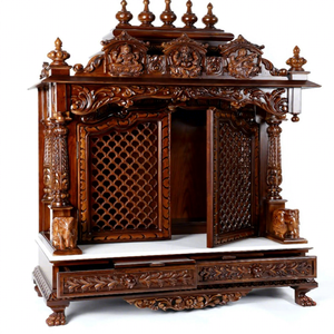 Traditional Large Size Teak Wood <b>Mandir</b> Hindu Teak Wood High Carved <b>Mandir</b> for Home Premium Quality TeakWood Temple for Sale USA - Product Image 6