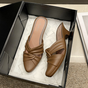 New women's shoes summer fashion solid color pointed toe shoes casual outskirts <strong>wedge</strong> women's shoes hollow <strong>low</strong> heel sandals - Product Image 4