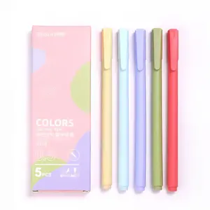 New Arrivals 5pcs Boxed Color Gel Pen Macaron Cute Papeleria Gel Pen Stationery Set