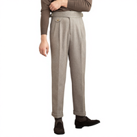 Automne hommes couleur unie décontracté italien Naples Paris bouton costume pantalon messieurs taille haute drapé costume pantalon pour hommes
