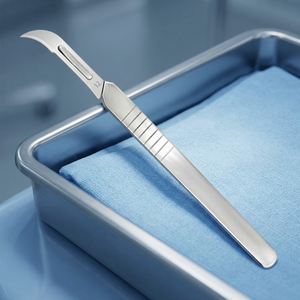 Scalpel chirurgical n° 12 lames courbes en acier inoxydable avec manche, instrument manuel de chirurgie générale, certifié CE Classe II - Product Image 4