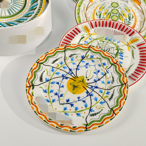 Nueva serie Retro de principios de primavera, juego de caja de regalo de 4 platos de cerámica vegetal, plato de comedor occidental de gama alta - Product Image 4