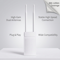 300Mbps 2.4GHz Outdoor Omni WiFi AP Jangkauan 800-1200m Casing Logam IP65 Tahan Air POE 2T2R MIMO Konfigurasi Web Basis Nirkabel