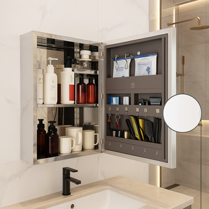 Moderno botiquín <span class=keywords><strong>de</strong></span> acero inoxidable esquina <span class=keywords><strong>baño</strong></span> pared <span class=keywords><strong>con</strong></span> <span class=keywords><strong>espejo</strong></span> resistente al agua - Product Image 5