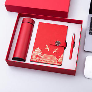 Colección Elite de Cuadernos, Bolígrafos y Termos de Arte Oriental, Diario con Grabado de Grulla y Pagoda en Oro Dorado, Caja de Regalo Diplomática, Venta al por Mayor - Product Image 1