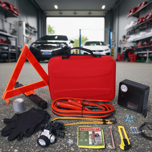 Kit de Emergencia para Automóvil, Juego de Herramientas para Automóvil con Compresor de Aire Portátil de Tela Oxford Roja - Product Image 2