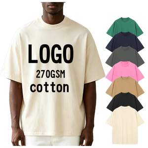 270 GSM Ağır Siklet Büyük Beden Pamuklu Tişört Özelleştirilebilir Logolu Baskısız Tişört Sokak Modası Bol Kesim Kısa Kollu Basic Tişört Erkekler İçin - Product Image 1