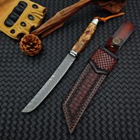 Japanisches Damaszener Stahlmesser, Outdoor-Überlebensmesser, Multifunktionales Scharfes Gerades Messer für Outdoor-Camping