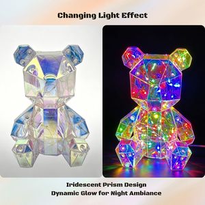 Lámpara de Osito de Peluche Iridiscente, Figura de Oso Holográfica Prismática, Luz Nocturna LED 3D para el Día de San Valentín, Graduación, Regalo Promocional - Product Image 3