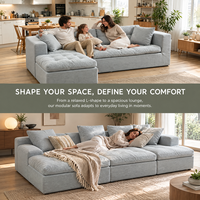 Canapé modulaire en L avec chaise longue, ensemble moderne en tissu capitonné, léger, flexible et convertible, sans assemblage, pour salon