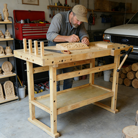 Banc de travail professionnel pour l'école et l'extérieur, éco-responsable, durable, avec plateau en bois de caoutchouc épais, design moderne