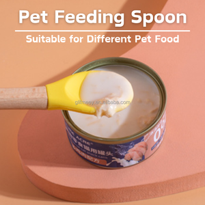 Silicone hondenvoer lepel schattig hond kat voerlepel houten huisdier blikvoer schepje - Product Image 2