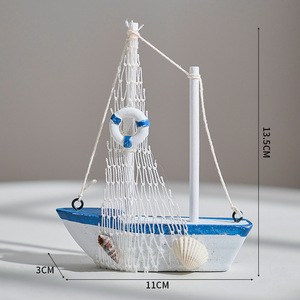 Modèle de voilier de style méditerranéen de 14 cm, petit bateau fait main, décoration créative pour la maison - Product Image 5