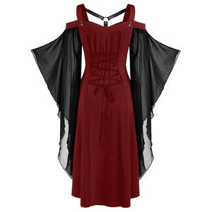 Ecowalson Halloween Cosplay disfraz gótico Vintage vestido murciélago manga larga con cordones vestidos Medieval fantasma novia vampiro ropa - Product Image 6