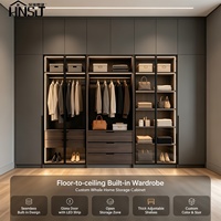 Armarios Empotrados Personalizables de Piso a Techo para Toda la Casa, Cajones, Puerta de Vidrio, Iluminación LED, Dormitorio Moderno Independiente