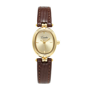 Reloj de Pulsera Impermeable para Mujer, Reloj de Cuarzo Clásico Retro con Esfera Dorada y Correa de Cuero Genuino Suave - Product Image 2