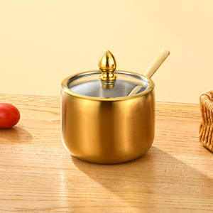 Ensemble <span class=keywords><strong>de</strong></span> pots à épices en acier inoxydable <span class=keywords><strong>de</strong></span> qualité alimentaire 304, écologiques, durables, avec couvercle et cuillère pour <span class=keywords><strong>restaurant</strong></span>, barbecue - Product Image 4