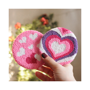 Cadeau personnalisé de la Saint-Valentin mignon coeur motif poinçon aiguille sous-verres tasse tapis écologique polyester coton moderne pour bureau chaud - Product Image 1