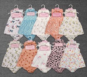 Robe en coton pour bébé fille, tenue d'été, robe à imprimé floral et sous-vêtements, bandeau pour cheveux, ensemble coordonné de vêtements pour bébé de 6 à 24 mois - Product Image 1