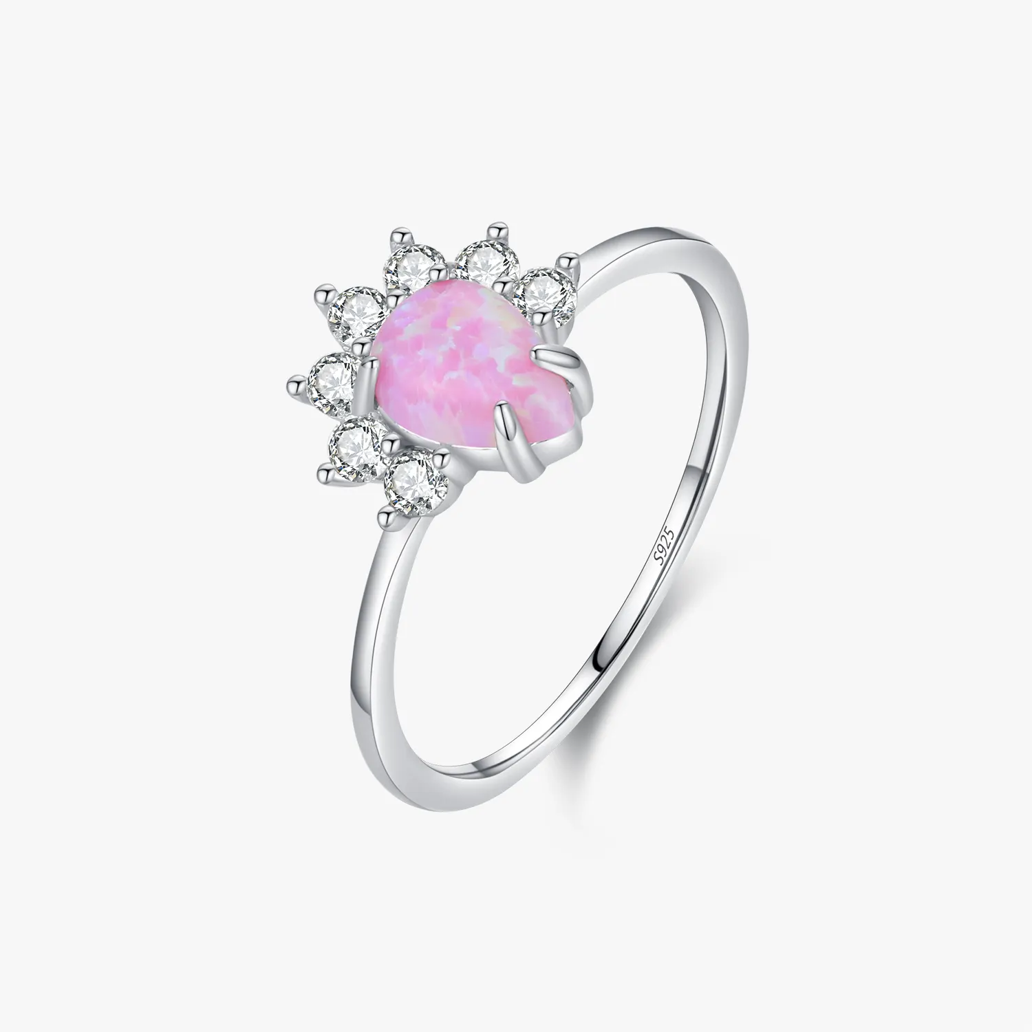 925 Sterling Silver Fashion High-End Wedding Anniversary Fine Jewelry Exquisite Pink Opal Rings For Women