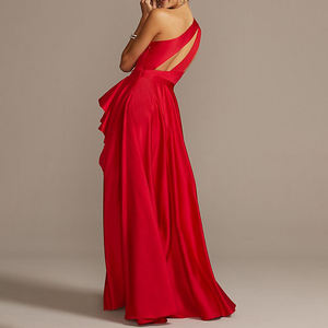 Weixin abiti da notte a cascata in raso asimmetrico monospalla da donna - Product Image 3
