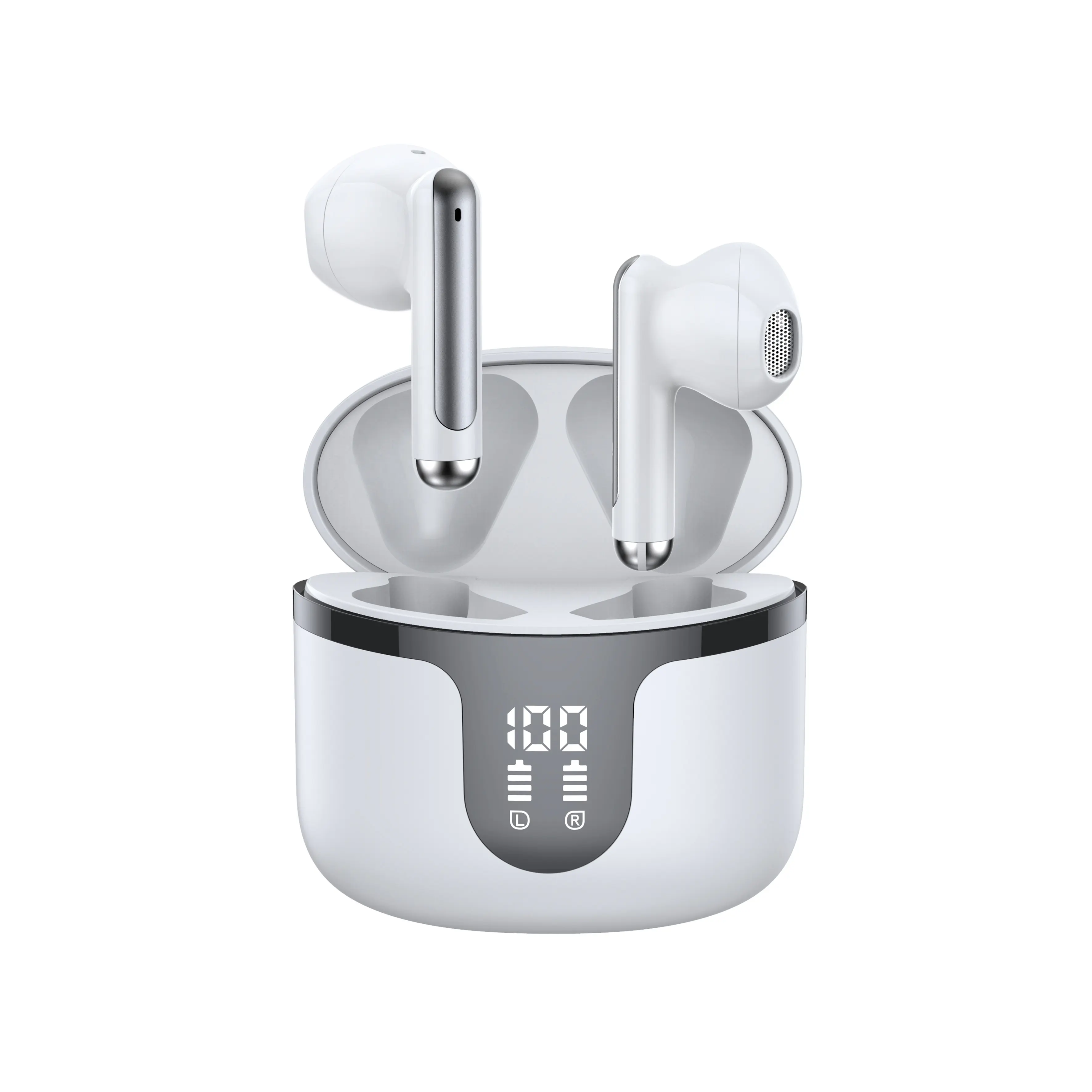 Bluetooth v5.3 Tai nghe không thấm nước được xây dựng trong mic trợ lý giọng nói Pin LED hiển thị rảnh tay cuộc gọi TWS Earbuds