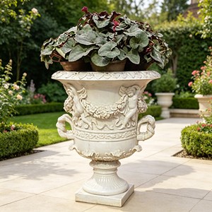 Support à fleurs en pierre sculptée avec tête d'animal de style européen classique, grande jardinière extérieure personnalisée pour hôtels, clubs, parcs et projets d'aménagement - Product Image 2