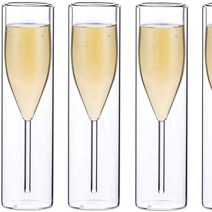 Flûtes à champagne personnalisées à <span class=keywords><strong>double</strong></span> paroi en borosilicate <span class=keywords><strong>Flûte</strong></span> à champagne transparente pour grillage de mariage - Product Image 6