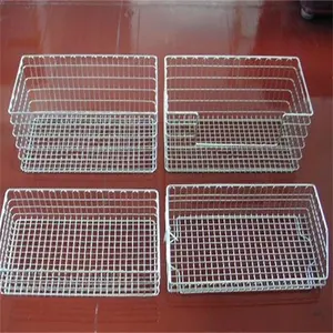 instrument sterilization tray 316 stainless steel mesh baskets wire frame basket