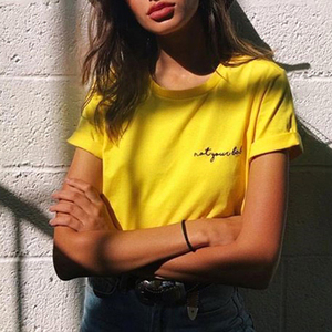Calvera <strong>Yellow</strong> Street Printed <strong>Tops</strong> for <strong>Women</strong> Short Sleeve Tees Cheap Wholesale T Shirt Factory Customized - Product Image 5