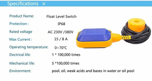 Interruttore a galleggiante per livello acqua per pompe sommerse, serbatoi d'acqua, piscine di scarico e altro, impermeabile IP68 - Product Image 2